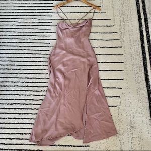 Pink slip midi dress